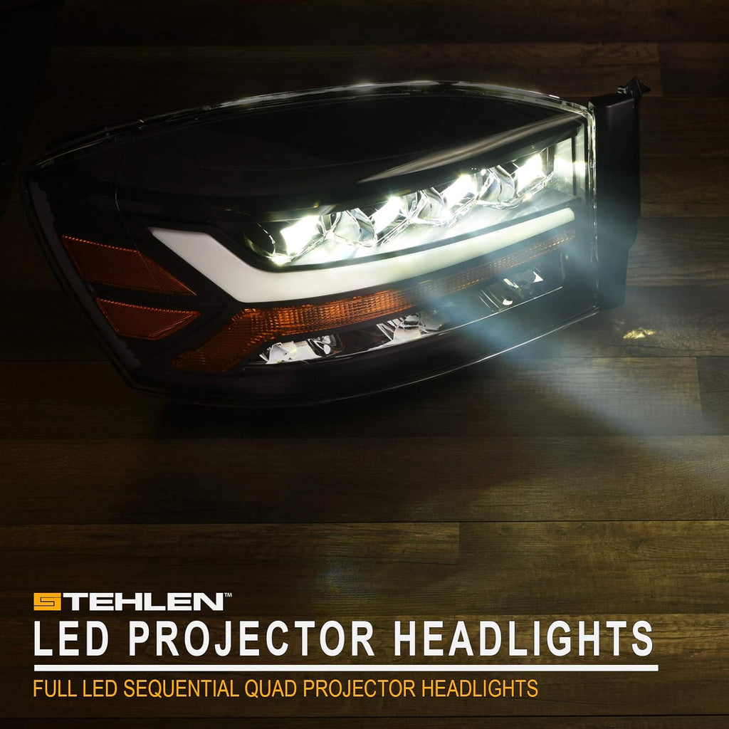 Full LED Sequential Quad Projector Headlights (Black) N61457