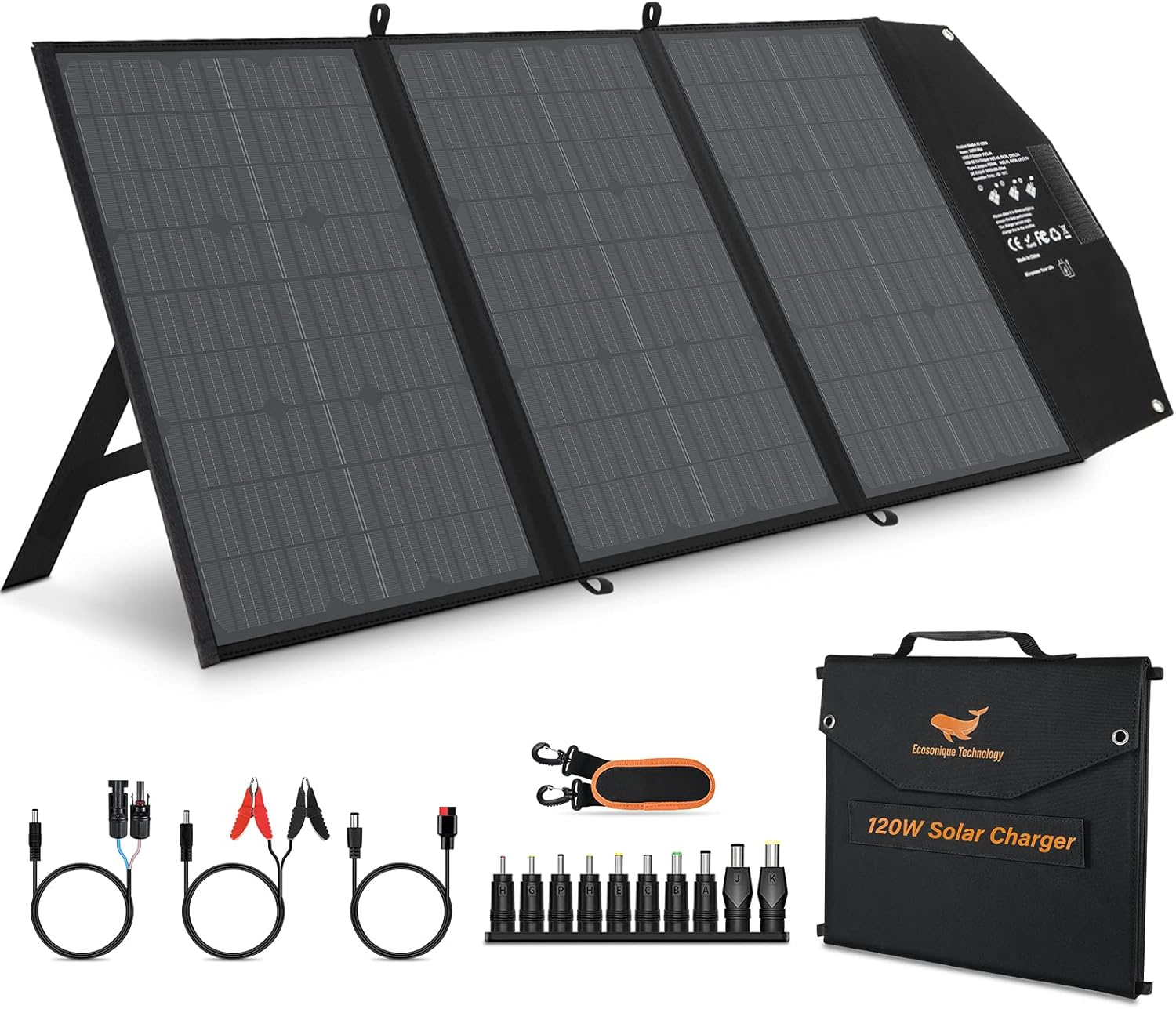120W Foldable Portable Solar Panel with Adjustable Kickstand U75328