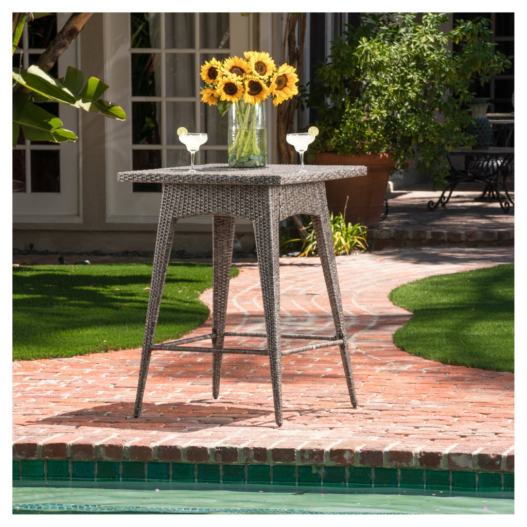 Square Wicker Bar Table Mixed Black J3495