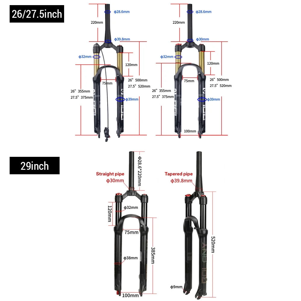 Front Fork for Cycling Bike, Ultra light 29''/27.5''/26'', Magnesium Alloy P477