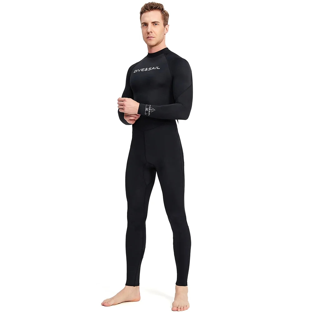 Men One Piece Swimsuit with Back Zipper Quick Dry Long Sleeve Surf Suit X6811