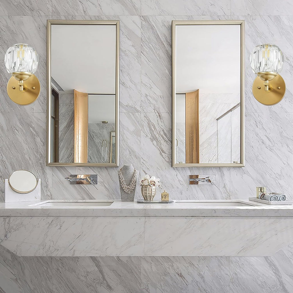 Clear Crystal Gold Wall Sconces Set of Two Z65925