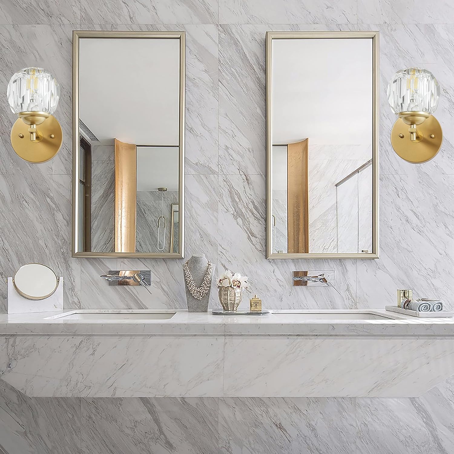 Clear Crystal Gold Wall Sconces Set of Two Z65925