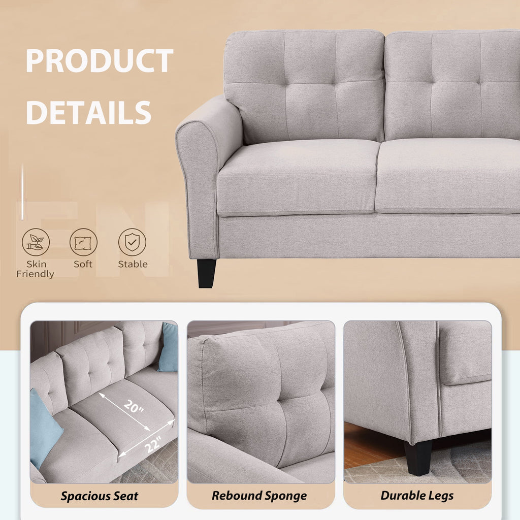 Linen Upholstered Light Grey Sofa Set (2+3-Seat) I24852