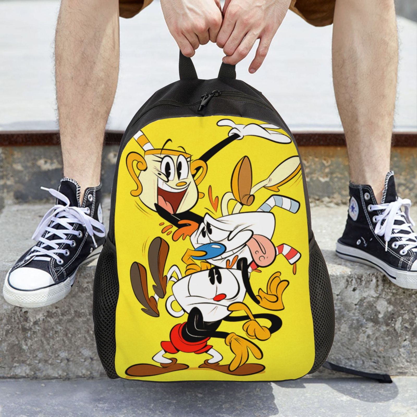 Cuphead Mugman Backpack Lightweight Daypack Bookbag Laptop Rucksack B7299