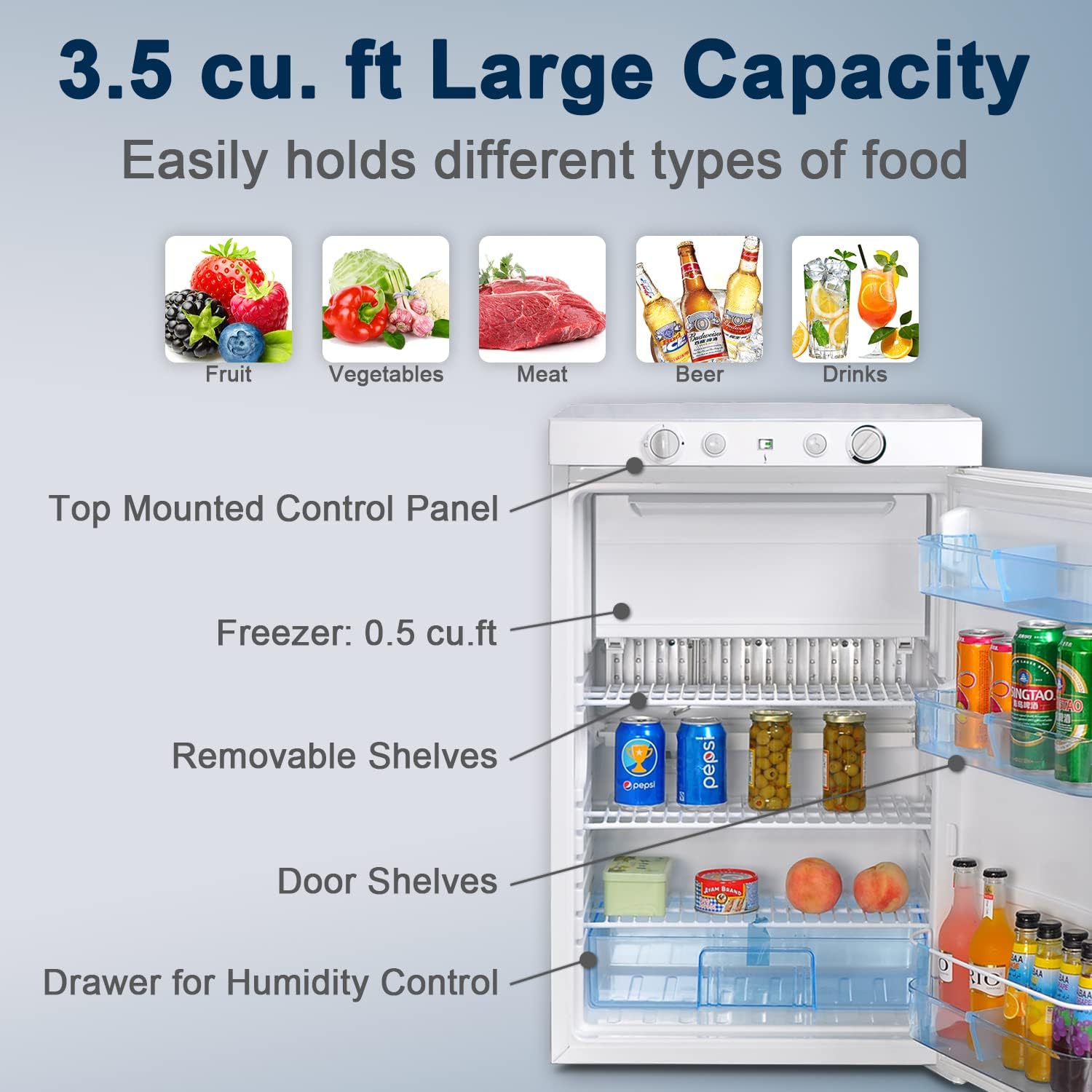 3 Way Propane Refrigerator with Freezer for RV Camper A678056