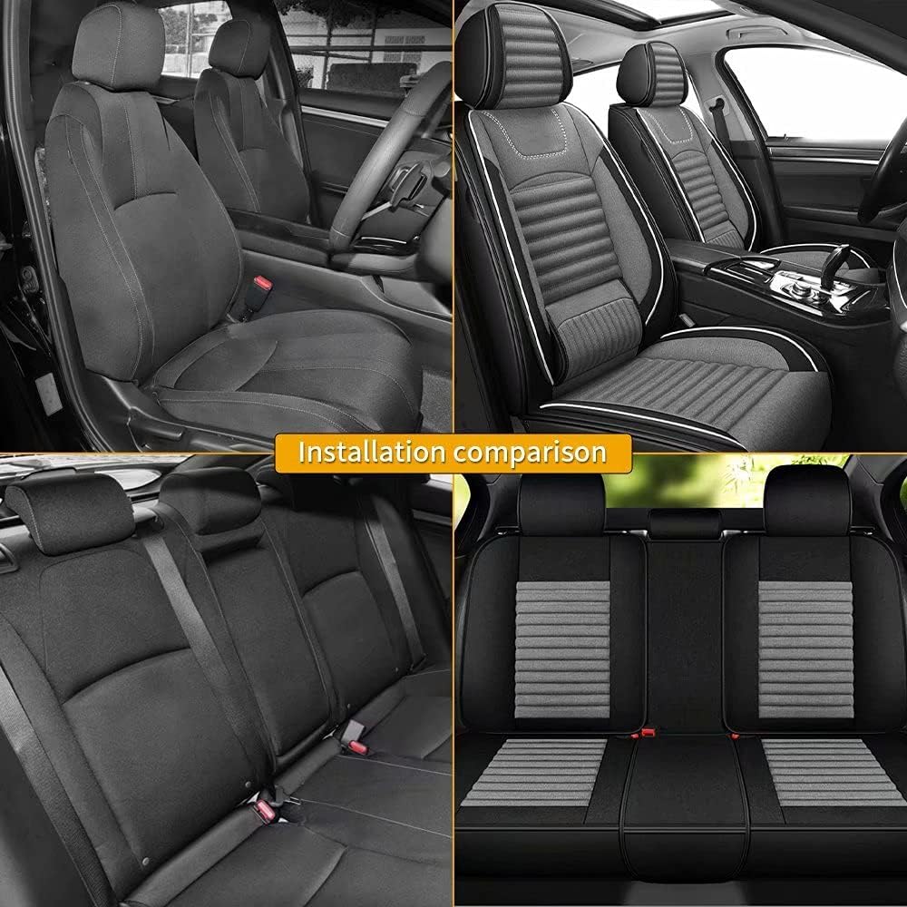 Red&Black Linen Car Seat Covers Full Set F652