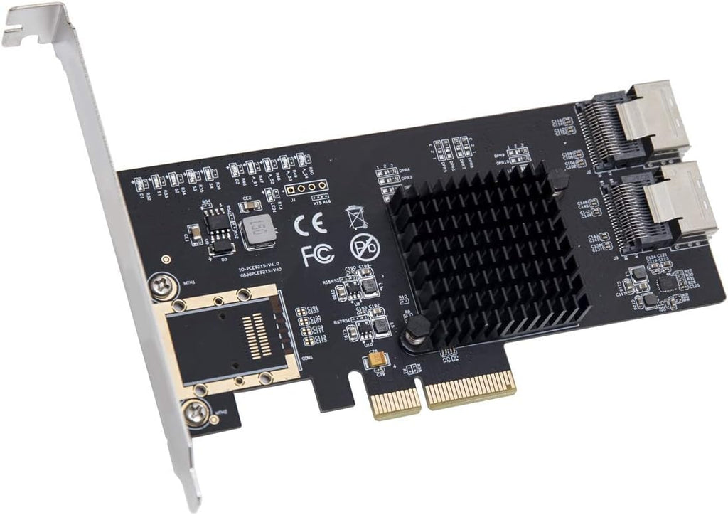8 Port SATA III PCI-e x4 Expansion Card with Mini SAS to SATA Break Out Cables U539