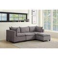 Light Gray Fabric Reversible Sectional Sofa Ottoman E484063