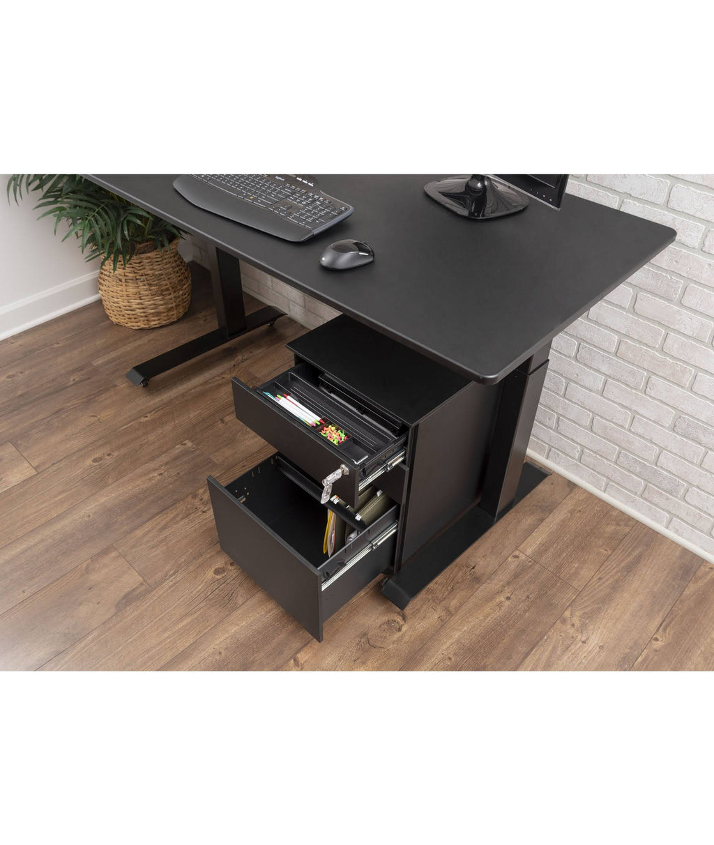 Black Wide 3 Drawer Lockable Rolling File Cabinet K868504