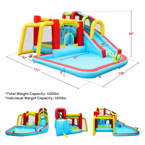 7 in1 Inflatable Water Park Bouncer with Splash Pool F9017