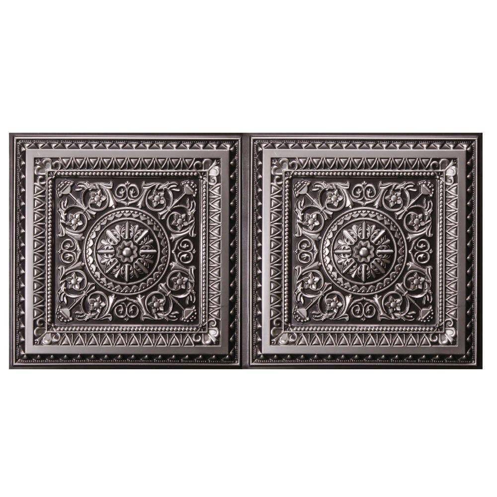 Antique Silver Glue-Up Vinyl Ceiling Tile Y461