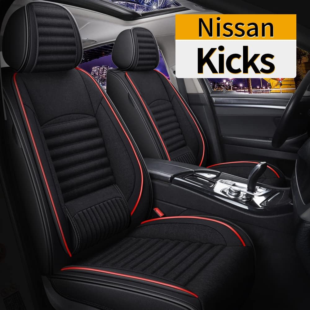 Red&Black Linen Car Seat Covers Full Set F652