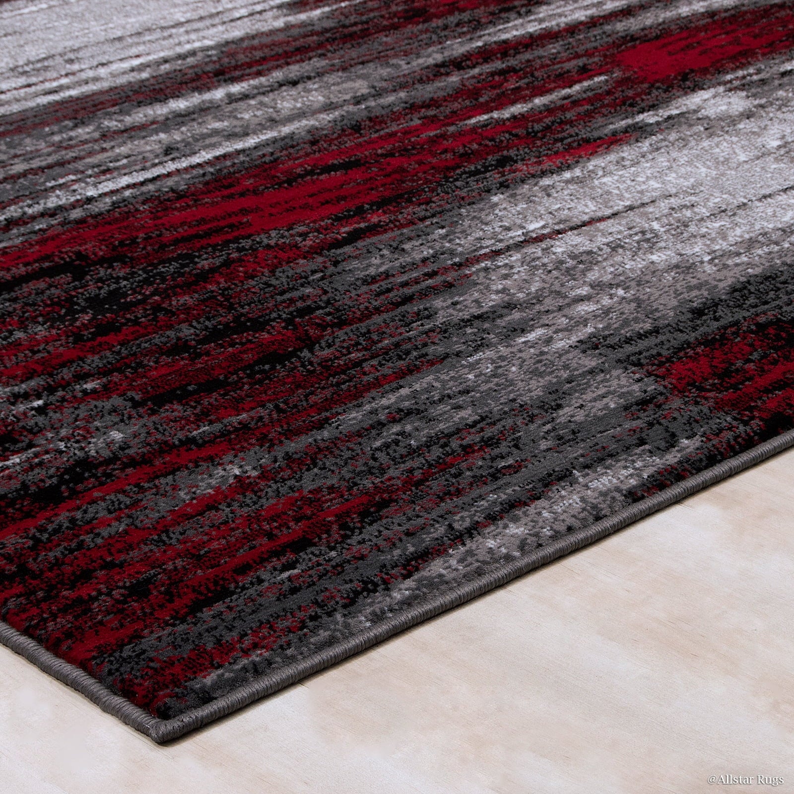 Red Contemporary Woven Area Rug (7' 10" x 10') N452686