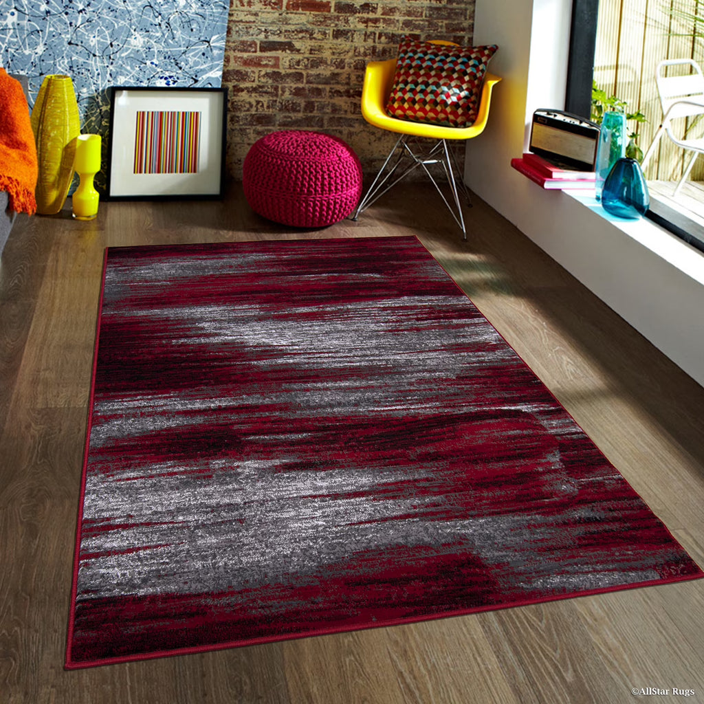 Red Contemporary Woven Area Rug (7' 10" x 10') N452686