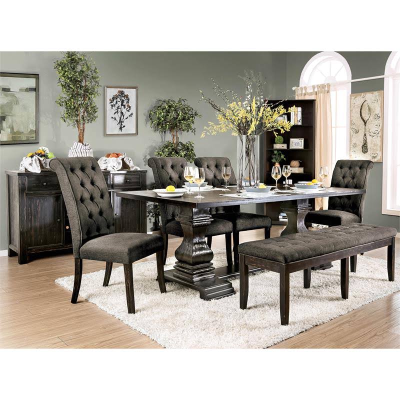Gray Fabric Side Chair Set of 2 Y2207