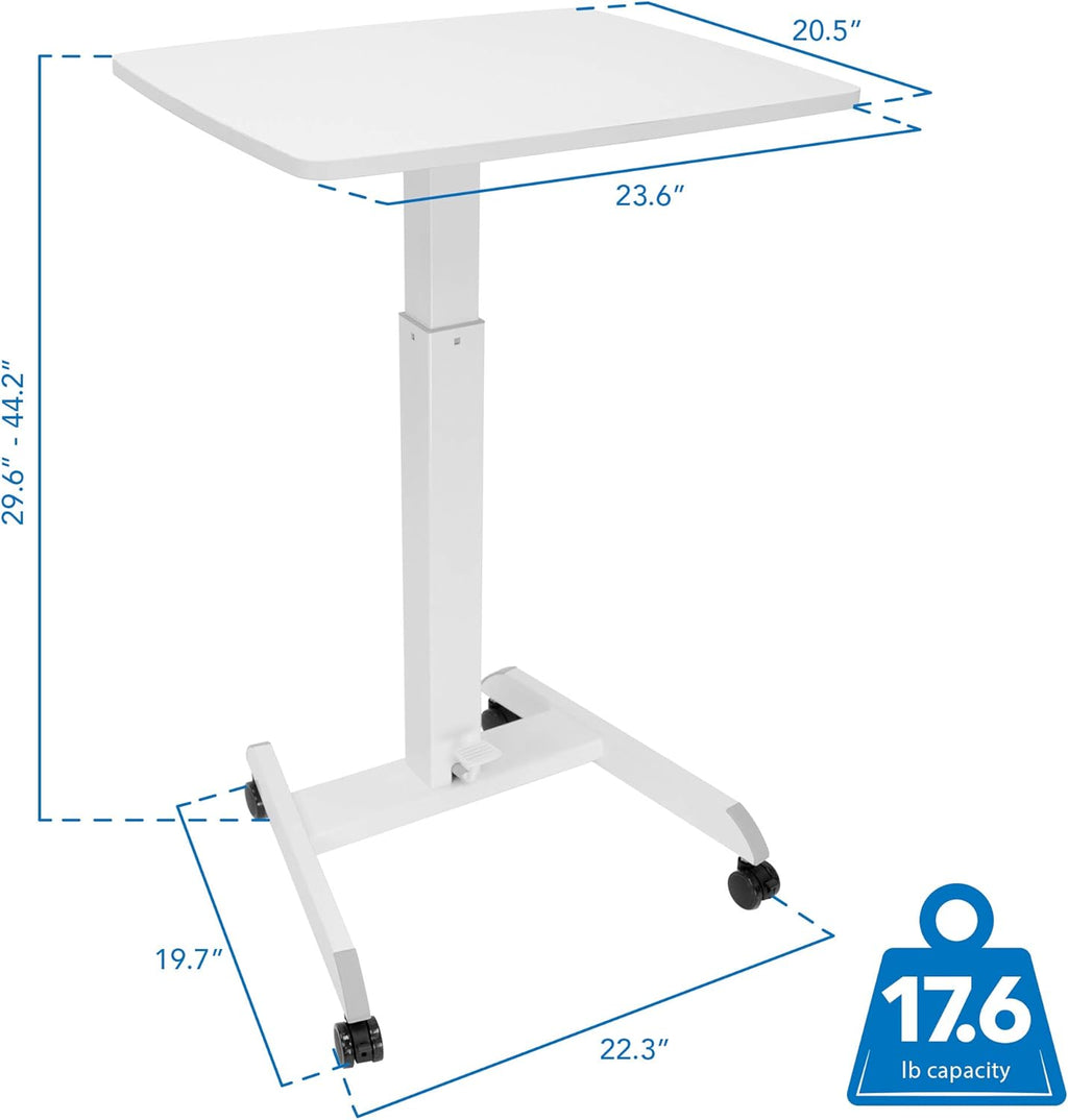 White Adjustable Rolling Laptop Desk with Wheels P16717