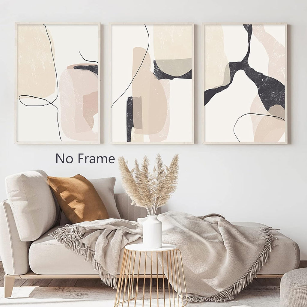 Beige Abstract Canvas Wall Art 20x28inchx3pcs No Frame D6196
