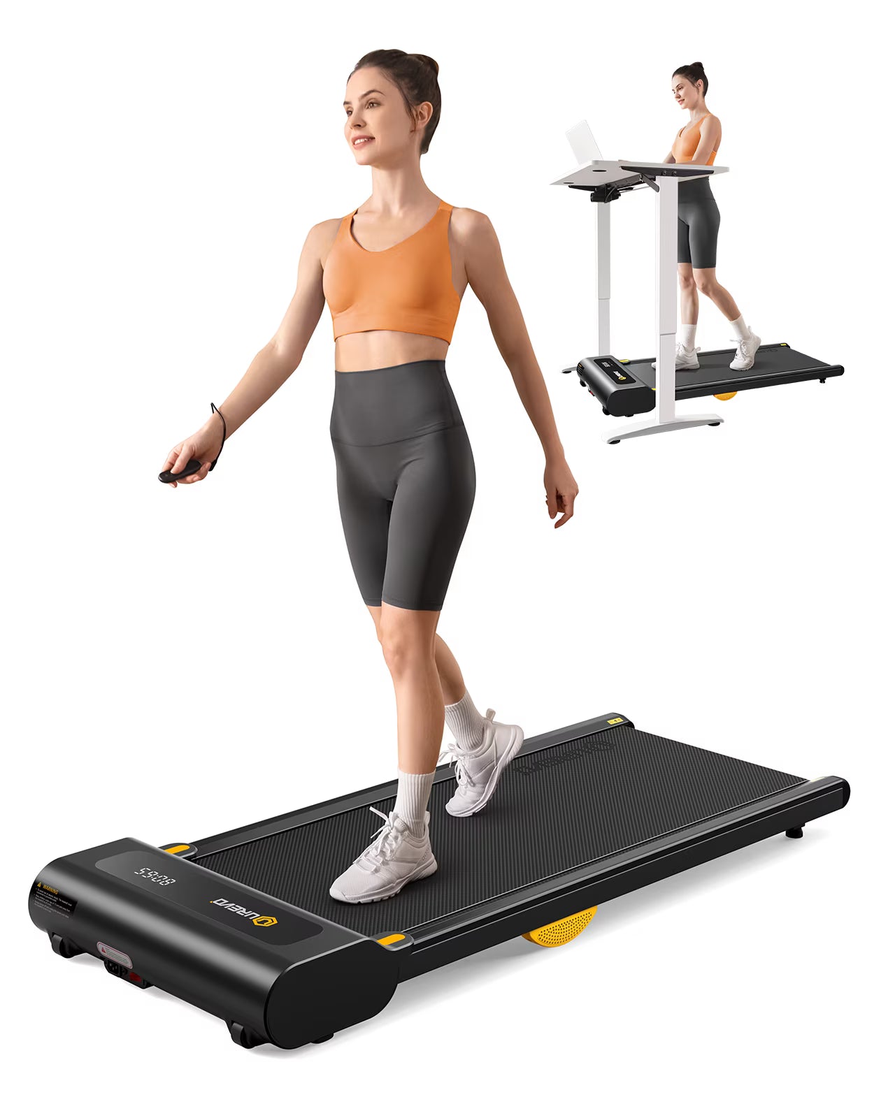 Under Desks Treadmill Walking Pad, Mini Treadmill 2.25HP 265 lb Capacity with Remote Control O9424