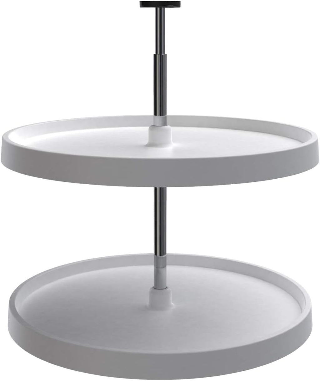 28 Inch Polymer White 2 Shelf Lazy Susan Corner Kitchen Cabinet Organizer X884