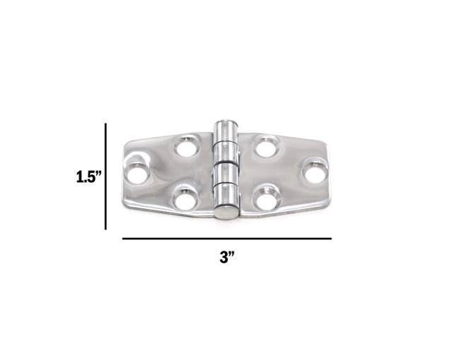 Polished Stainless Steel Marine Grade Door Hinges 3 x 1.5 Inches Set of 8 W620