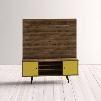 Rustic Brown/Yellow Floating Entertainment Center W90014