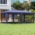 Party Tent with 6 Mesh Sidewalls Blue 19.7'x13.1' HDPE S263365