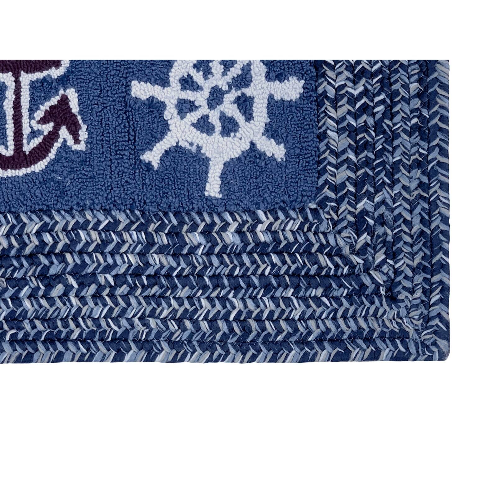 Nautical Rectangle Hooked Rug L893