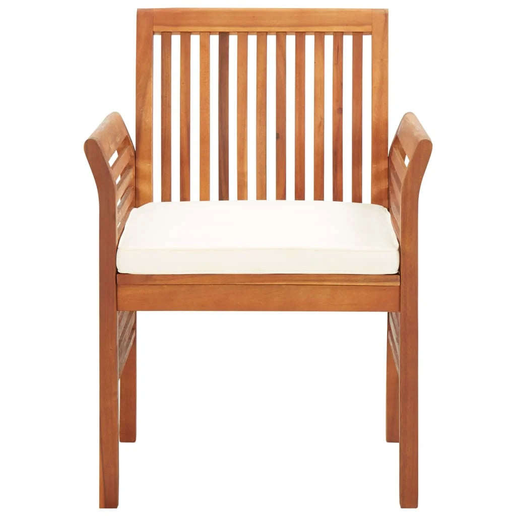 4 pcs Solid Wood Acacia Patio Dining Chairs with Cushions J52547