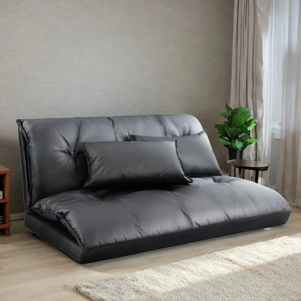 Adjustable Folding Futon Sofa with Two Pillows U641578