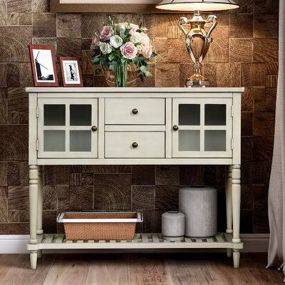 Cream 2 Drawer Pine Wood Buffet Table A2406