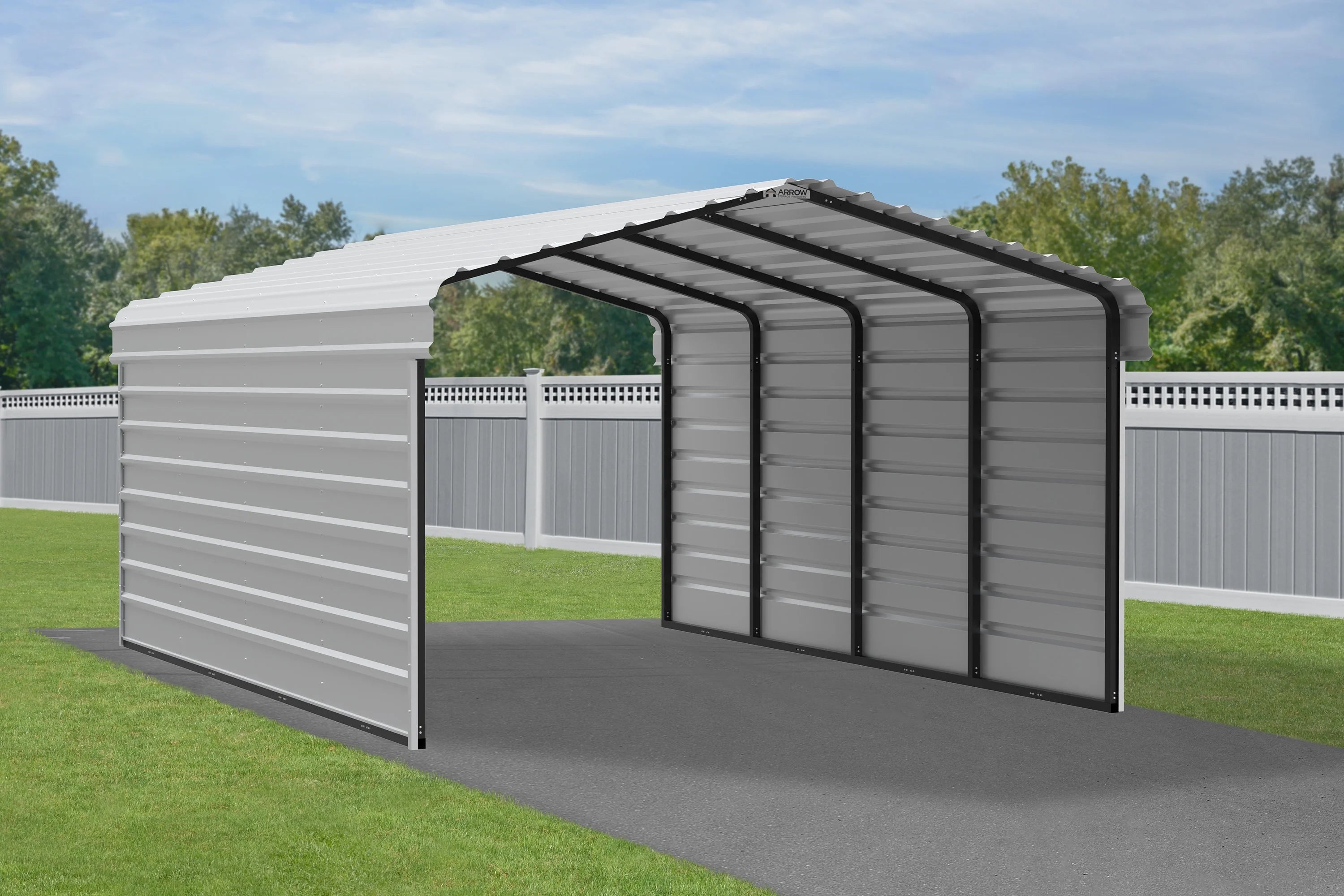 Galvanized Steel Carport Kit, 12' x 20' x 7' Z5199