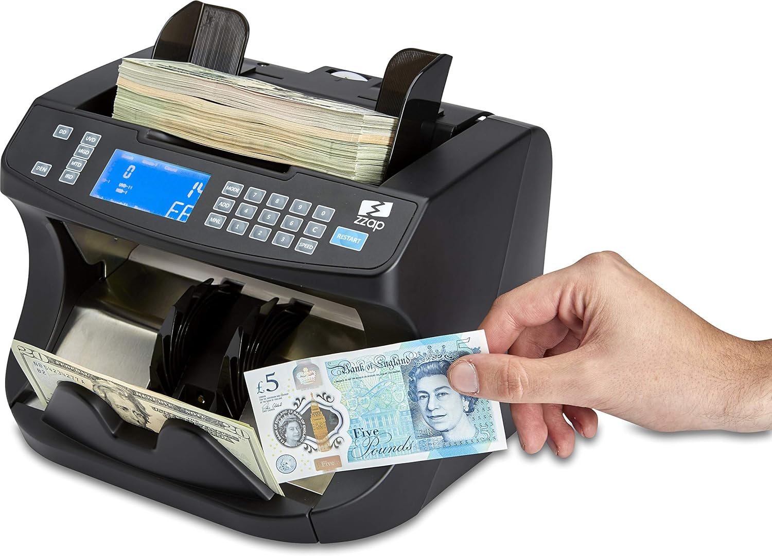 Bill Value Counter & Counterfeit Detector Money Cash Currency Machine T73614