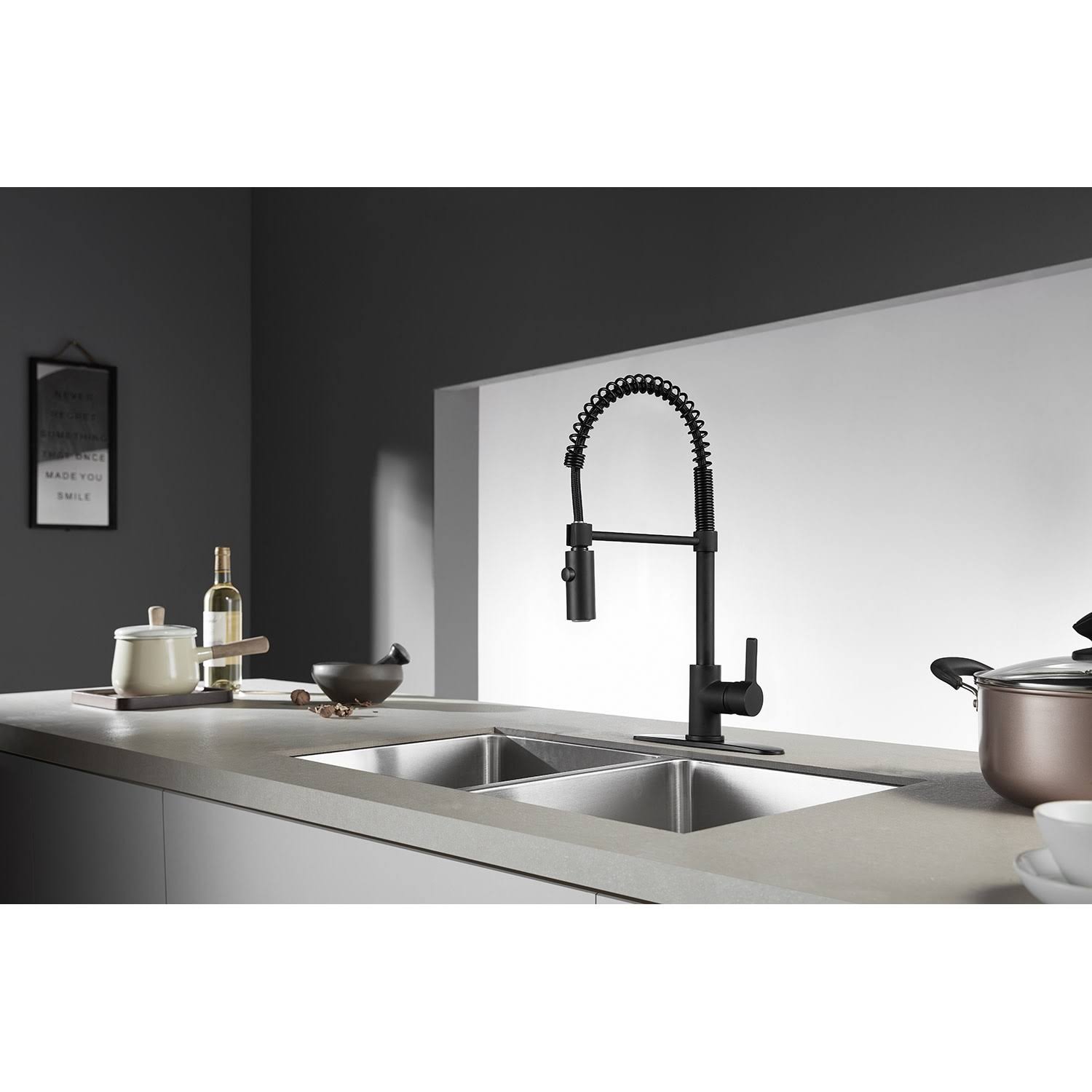 Matte Black Single-Handle Pre-Rinse Kitchen Faucet P6205