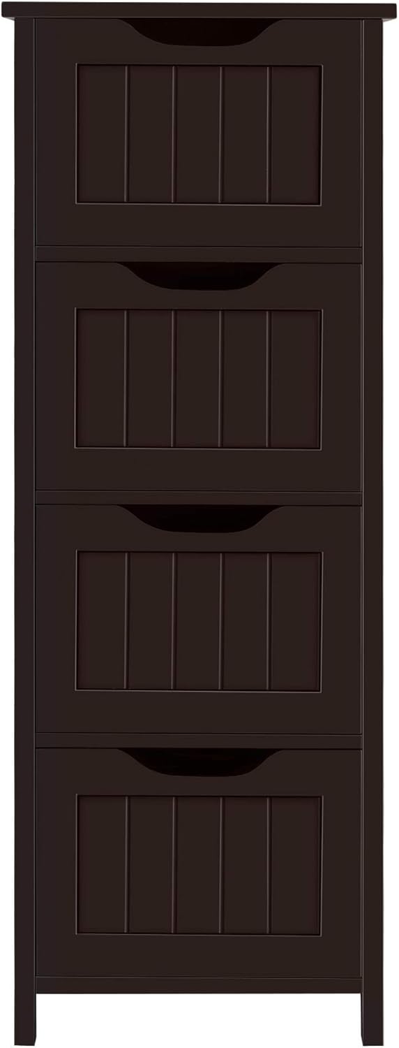 White 4 Drawer Wooden Bathroom Floor Cabinet G779559
