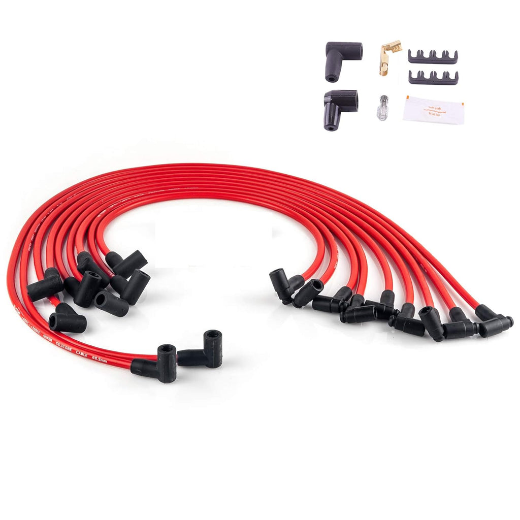 HEI Distributor & Spark Plug Wires & Pigtail Wire Harness Combo Kit Compatible with Chevy/GM SBC 350 BBC 454 65k Coil 7500RPM Pack of 2 J1924