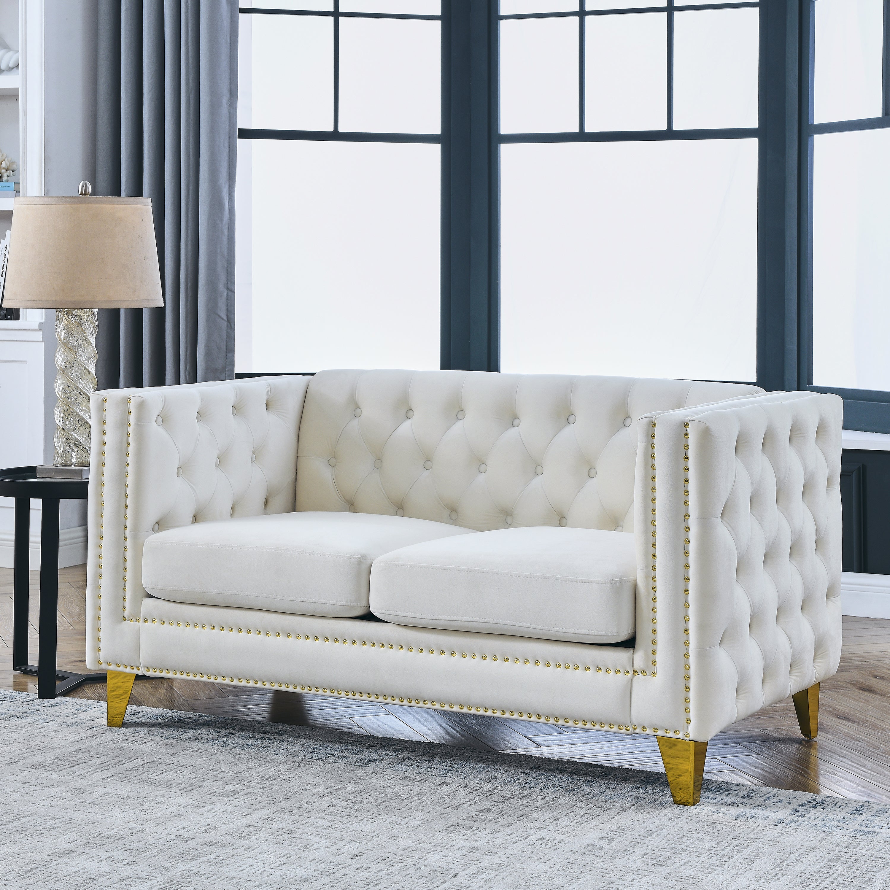 Beige Velvet Sofa N34081