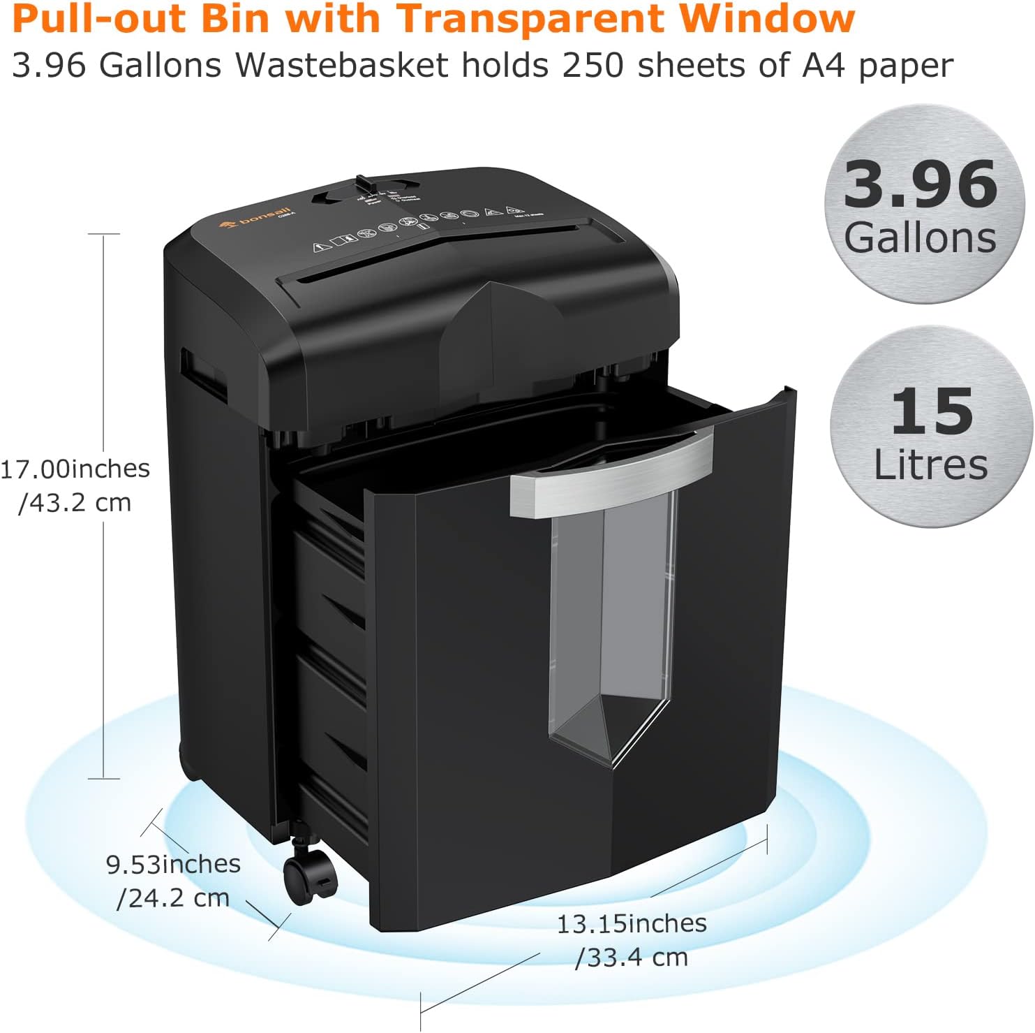 12 Sheet Cross-Cut Paper Shredder with 3.96 Gal Pullout Bin U1656