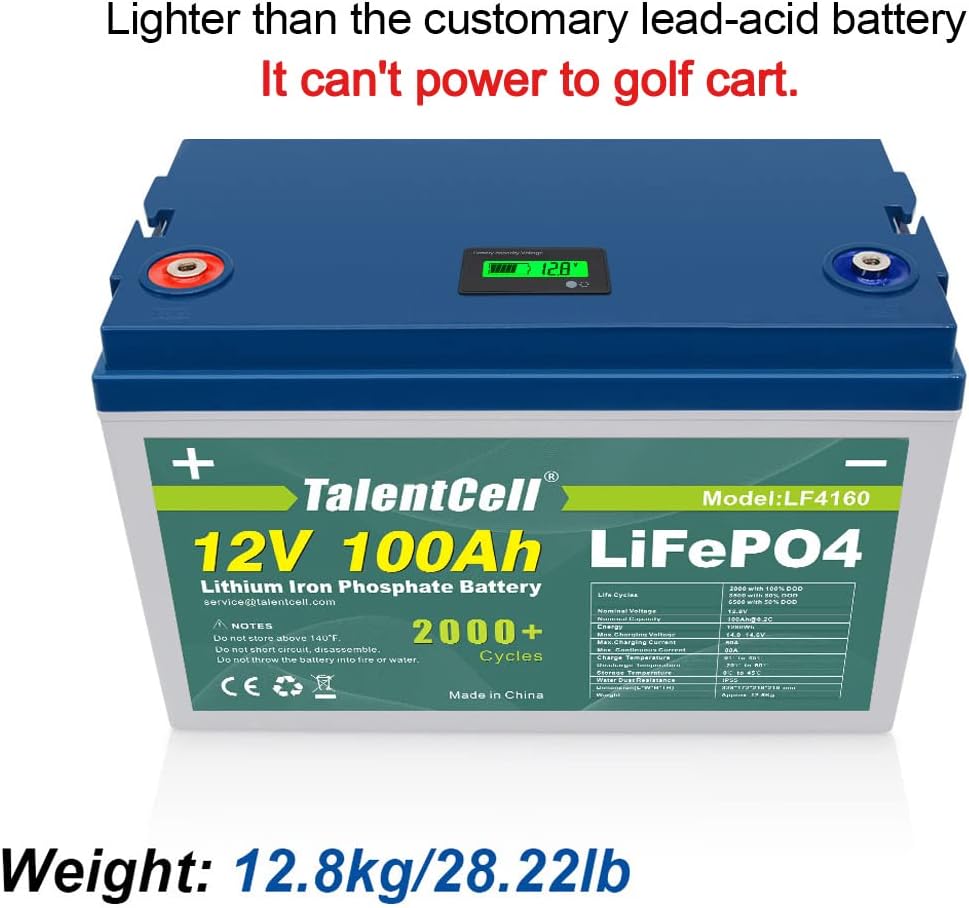 Rechargeable 12V 100Ah Lithium Iron Phosphate Deep Cycle Battery Pack J4173