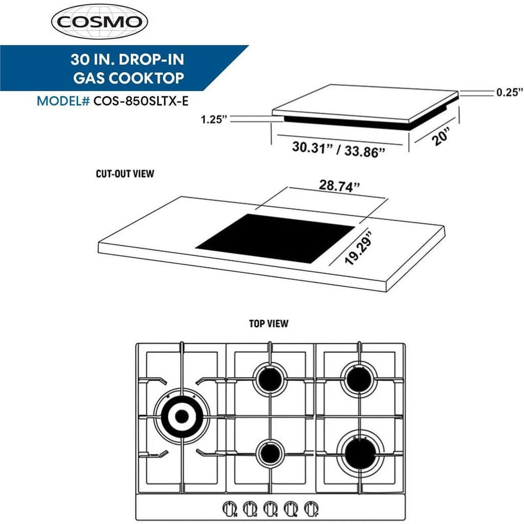 30 in. Drop-In Stainless Steel Gas Cooktop U14961