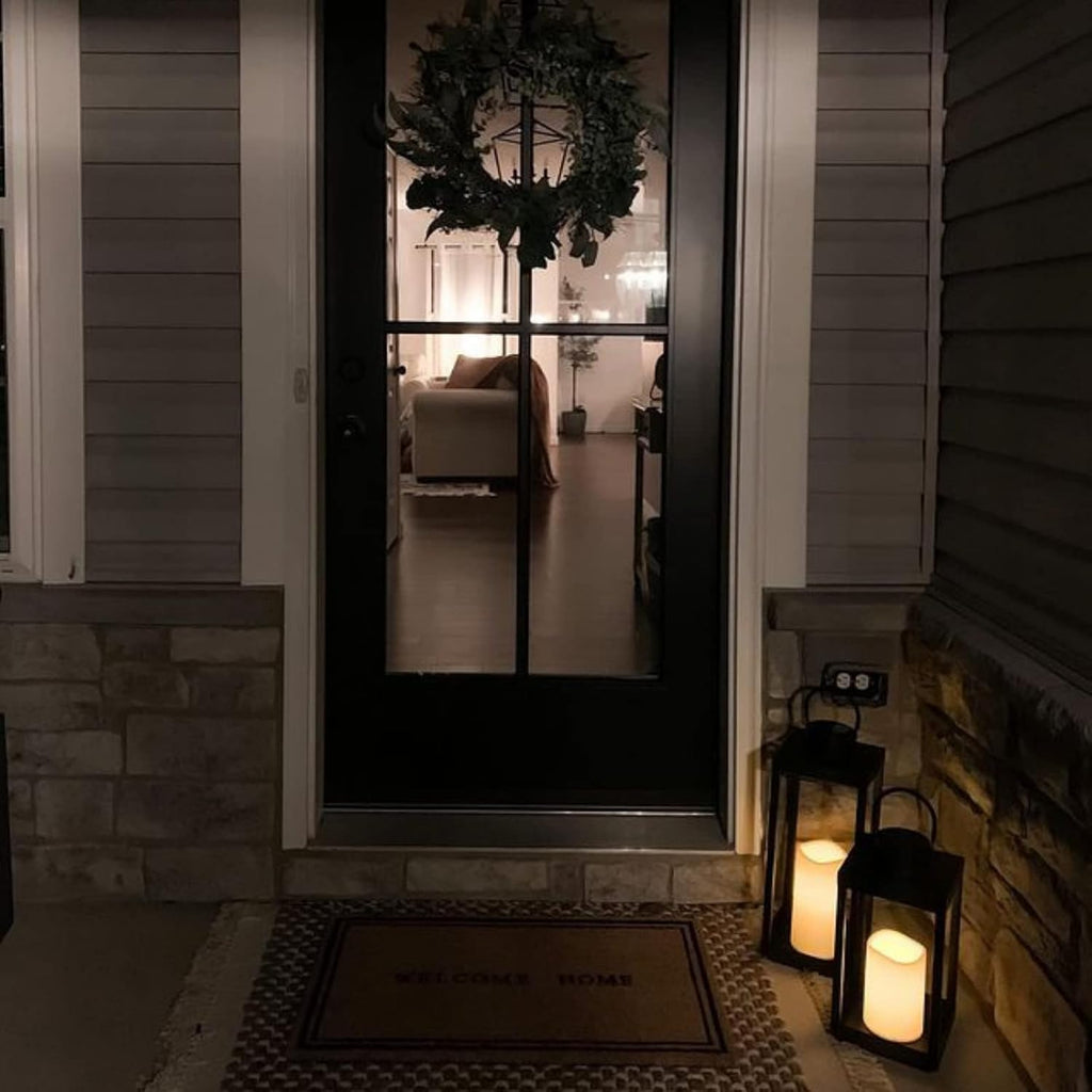 Matte Black Metal Candle Holder Lantern Y4543