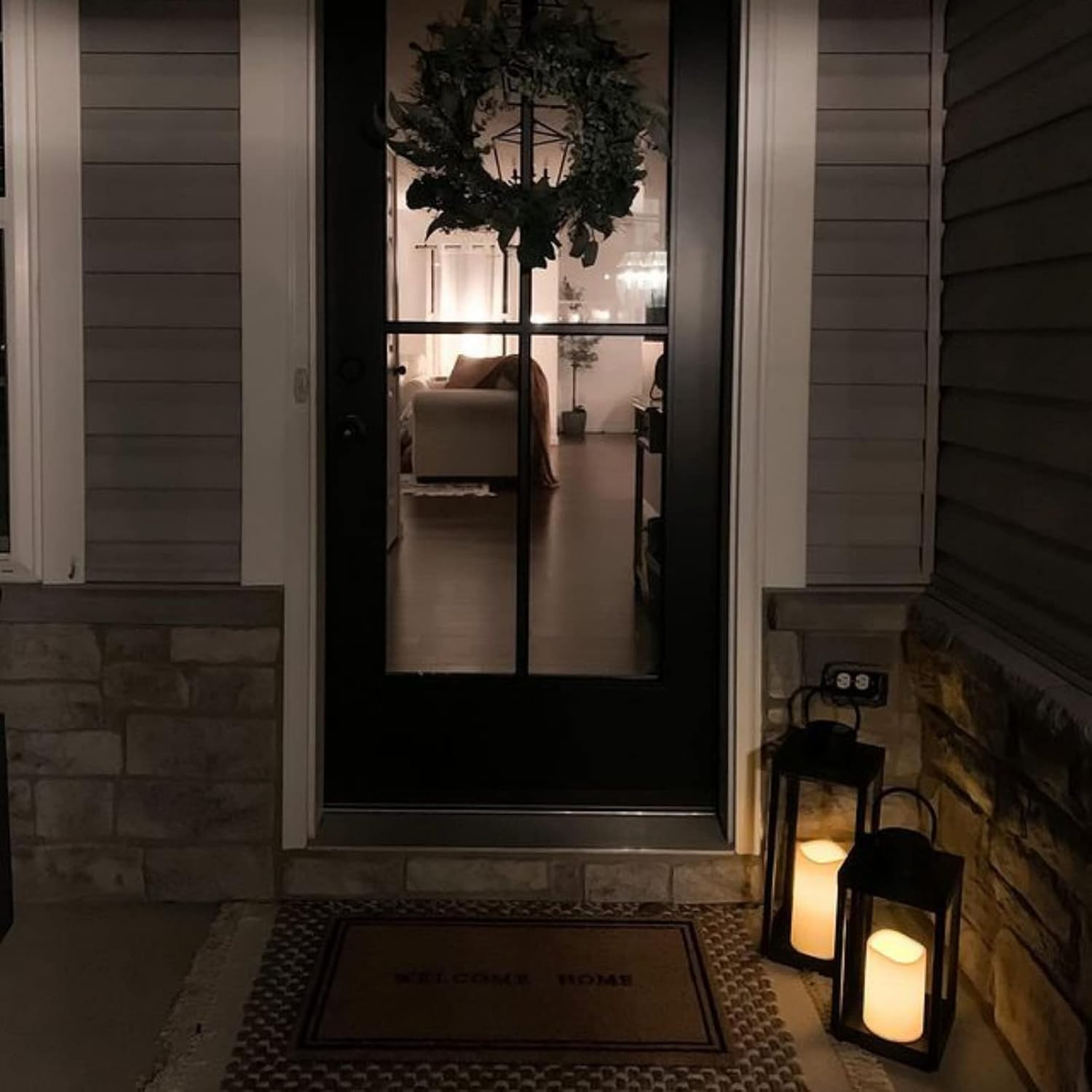 Matte Black Metal Candle Holder Lantern Y4543