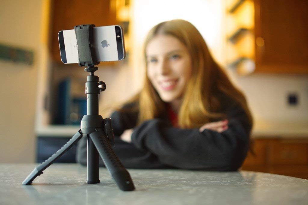 Black Smartphone Stand with Tripod and Bluetooth Shutter B144