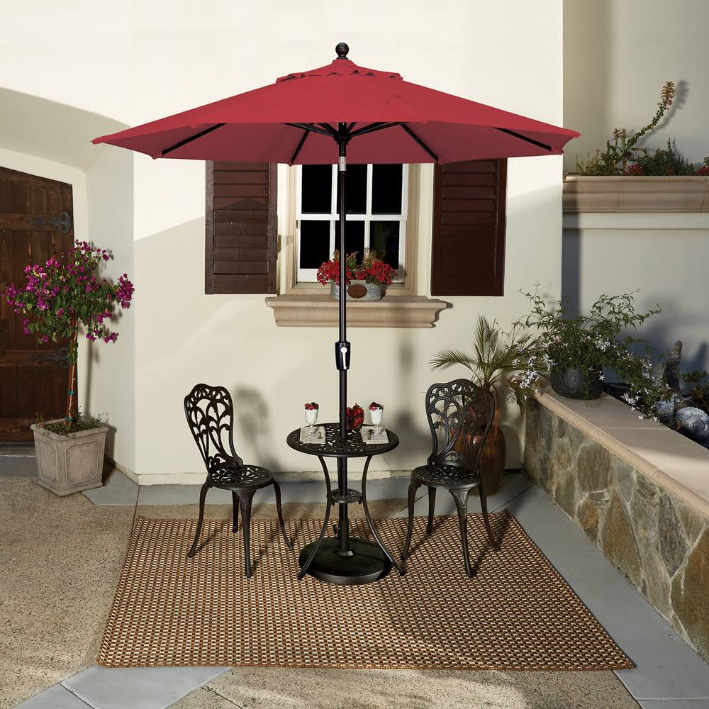 9 Foot Octagon Push Button Tilt Umbrella Jockey Red Black W1182