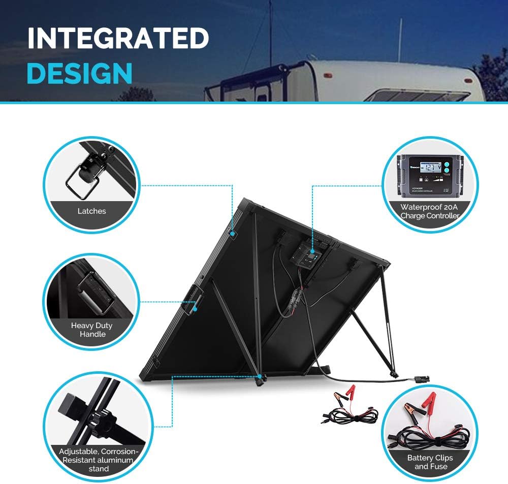 200 Watt 12 Volt Monocrystalline Portable Foldable 2Pcs 100W Solar Panel Suitcase with Waterproof 20A Charger Controller Q52315
