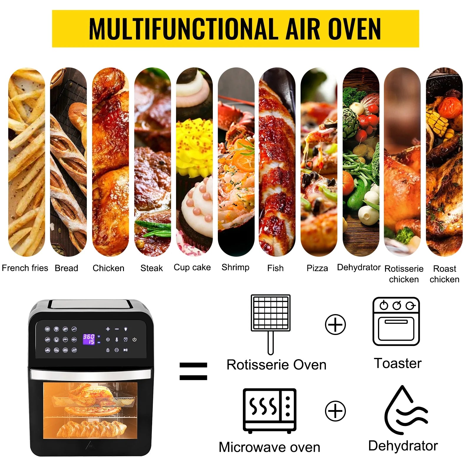 13QT 1700W Convection Toaster Pizza Oven Air Fryer A73437