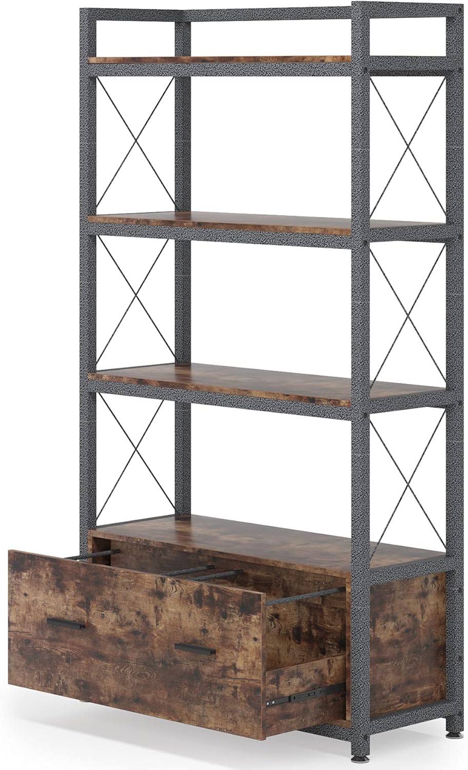 Freestanding Lateral Filing Cabinet with Open Storage Shelves G176088