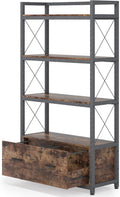 Freestanding Lateral Filing Cabinet with Open Storage Shelves G176088