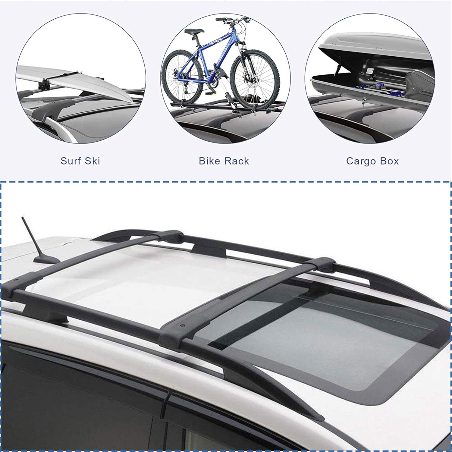 Black Matte Roof Rack Crossbars H141