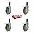 5x22 Gray Polyurethane Caster with Expanding Stem Brake, Set of 4 Z2204